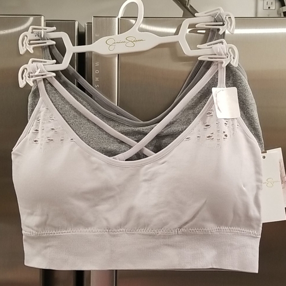 💕JESSICA SIMPSON💕 Seamless Bralettes (2 Pack) Lavender Gray Medium M NWT - Picture 1 of 13